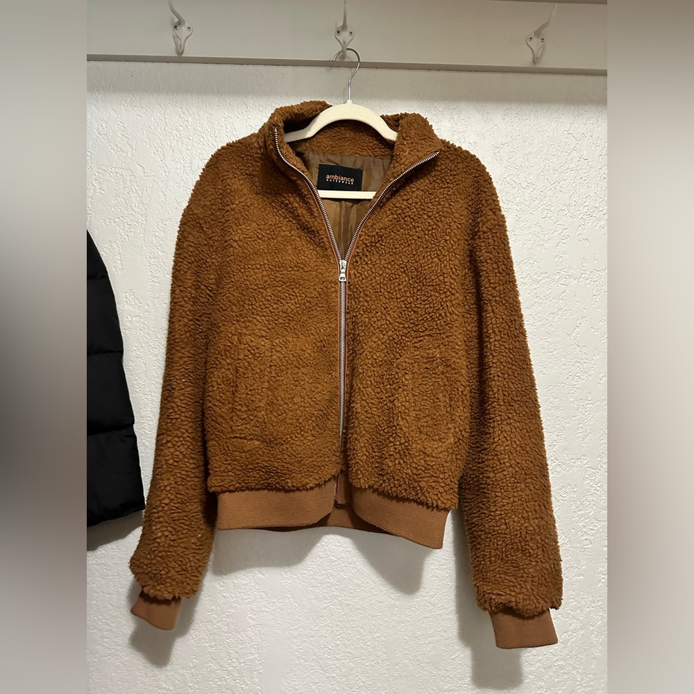 Brown teddy bomber jacket